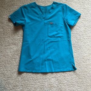 Teal figs scrub top